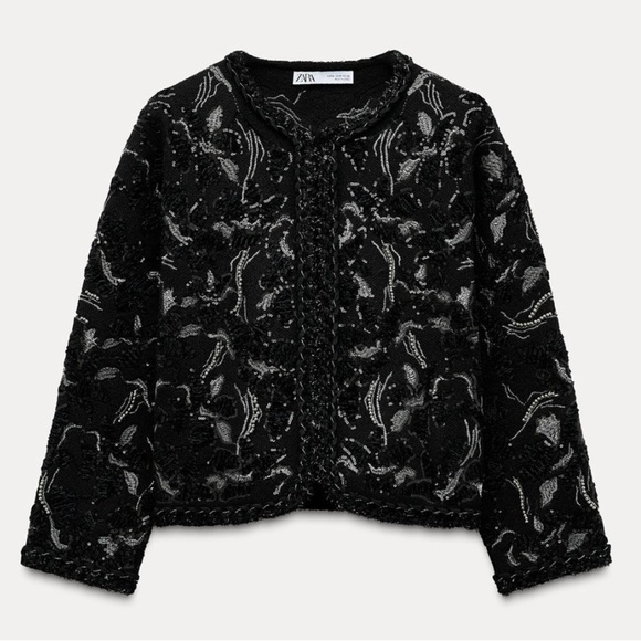 NWT ZARA KNIT CARDIGAN WITH SEQUINS SIZE L - Picture 5 of 16